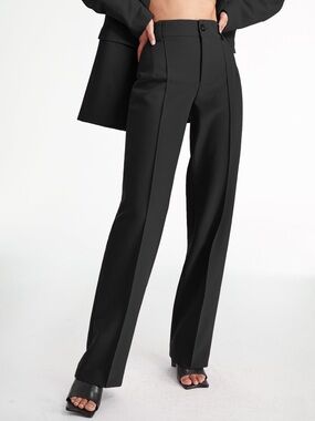 NWT Commense High Waisted Pleat Front Straight Leg Trousers Size M